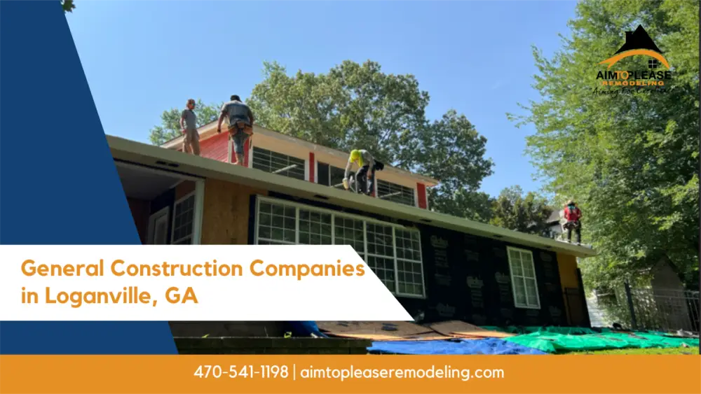 General construction team repairing and remodeling a house exterior in Loganville